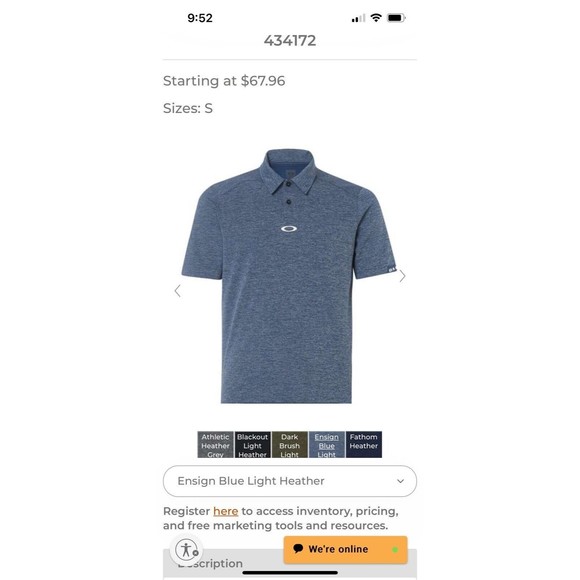 Oakley Polo Shirt Mens Size XL Ensign Blue Light Heather Golf Shirt - Picture 8 of 12